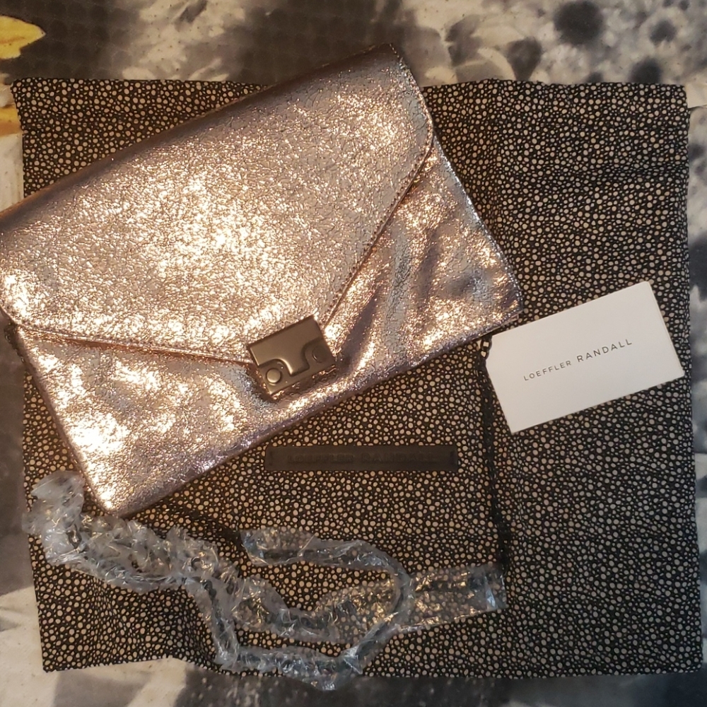 Loeffler Randall Rose Gold Clutch/Crossbody